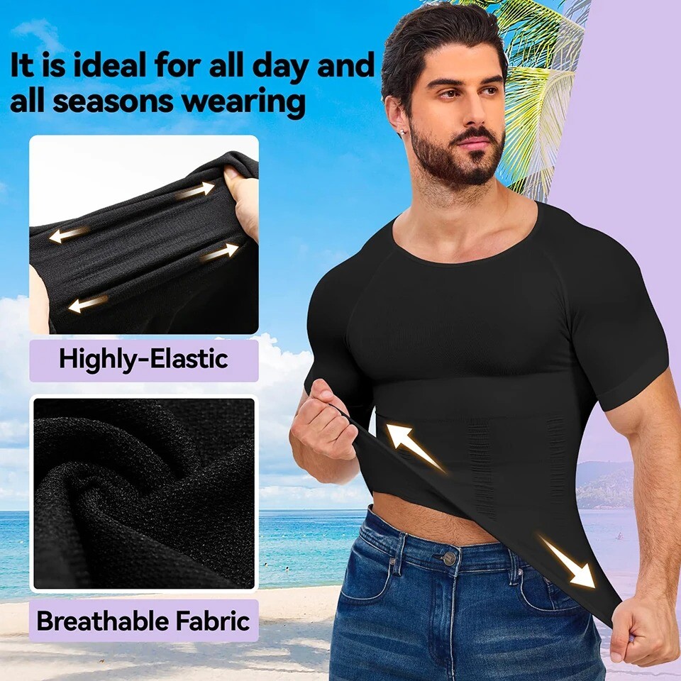Gynecomastia Men's Slimming Shaper Shirt Abs Abdomen Slim Compression Shapewear gallery