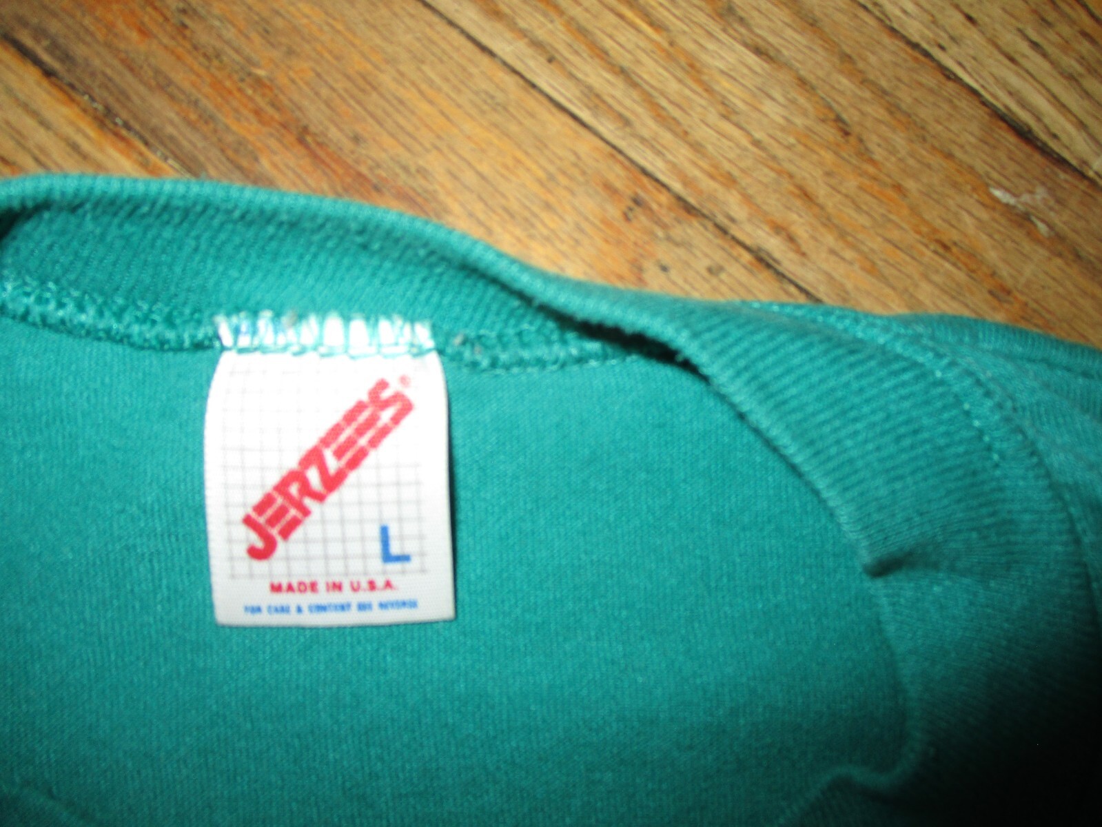 vtg 1980s SINGLE STITCH JERZEES T SHIRT Blank Plain 50/50 Turquoise USA - LARGE gallery