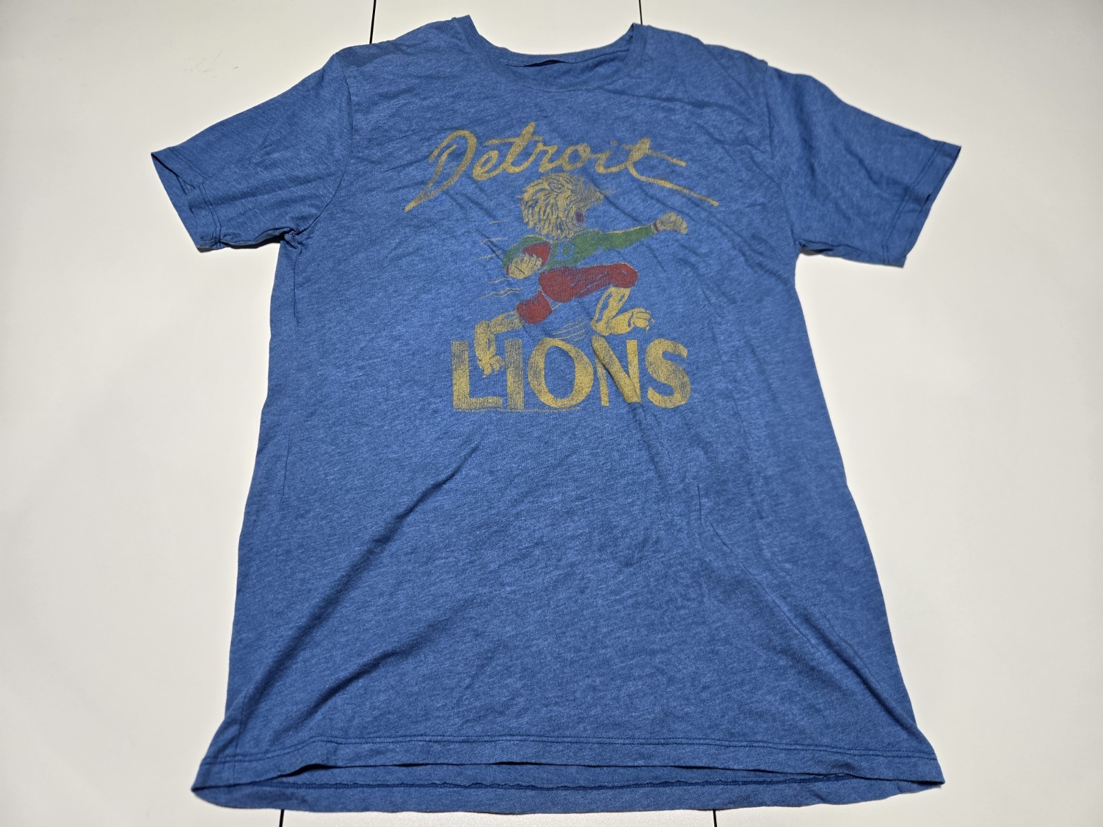 Vintage 2000s Y2K Detroit Lions Retro 40s 50s Logo Blue Graphic M T-Shirt 2009 gallery