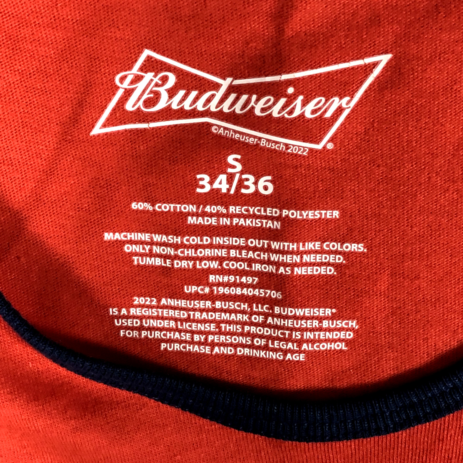 Budweiser Sleeveless Red Distressed Look T-Shirt/Tank Soft Mens S 34/36 gallery
