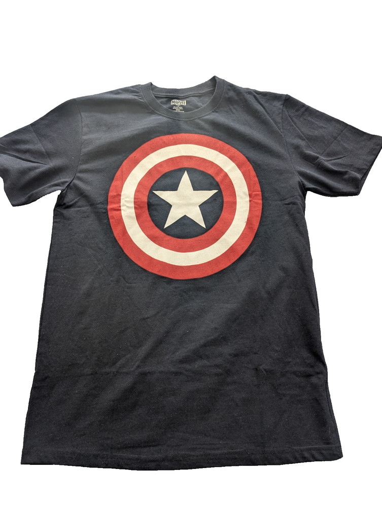 Marvel Captain America Shield Graphic T Shirt Mens Medium Black Superhero Tee