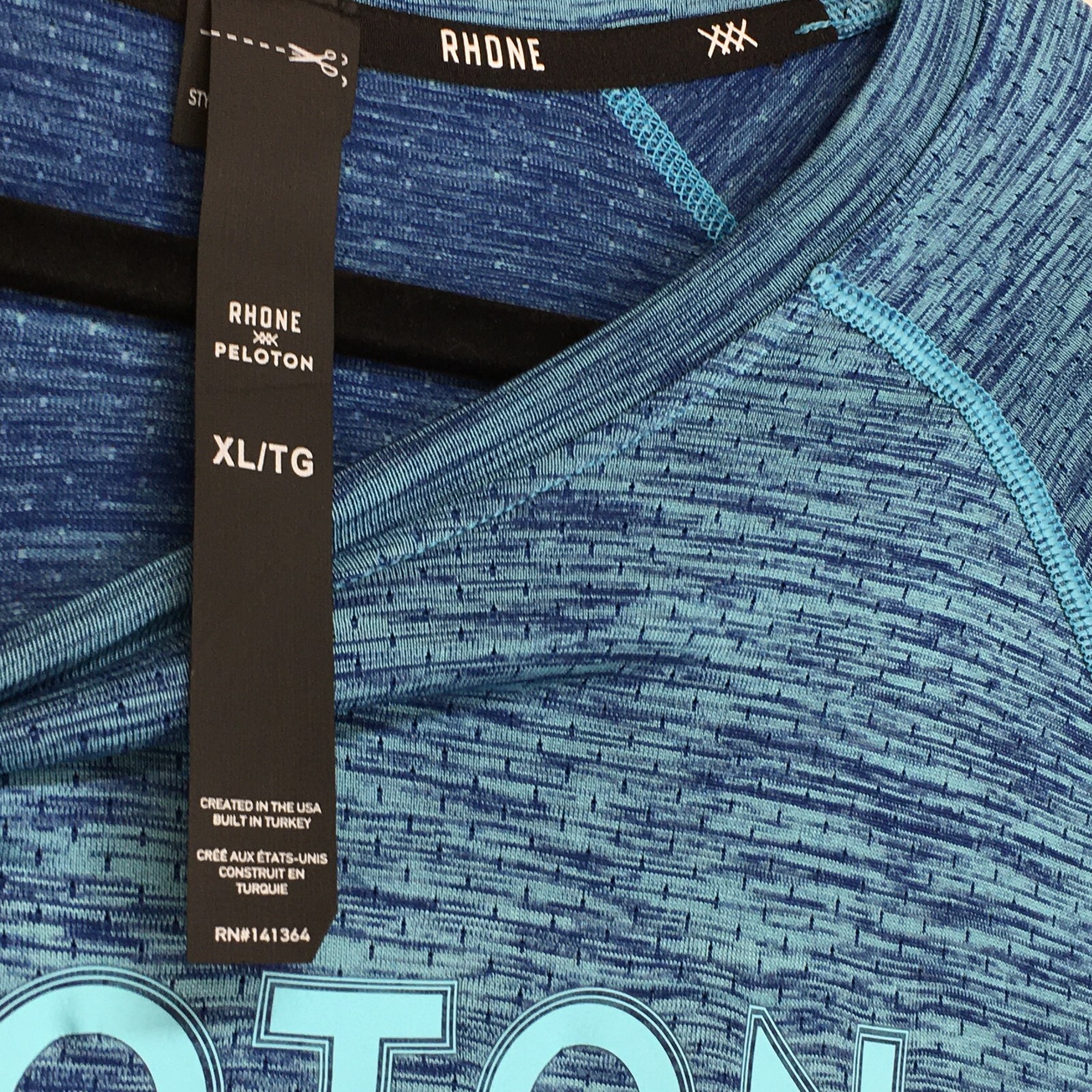 RHONE PELOTON Men's T-Shirt Size XL Polyamide Blue Crew Neck Short Sleeve gallery