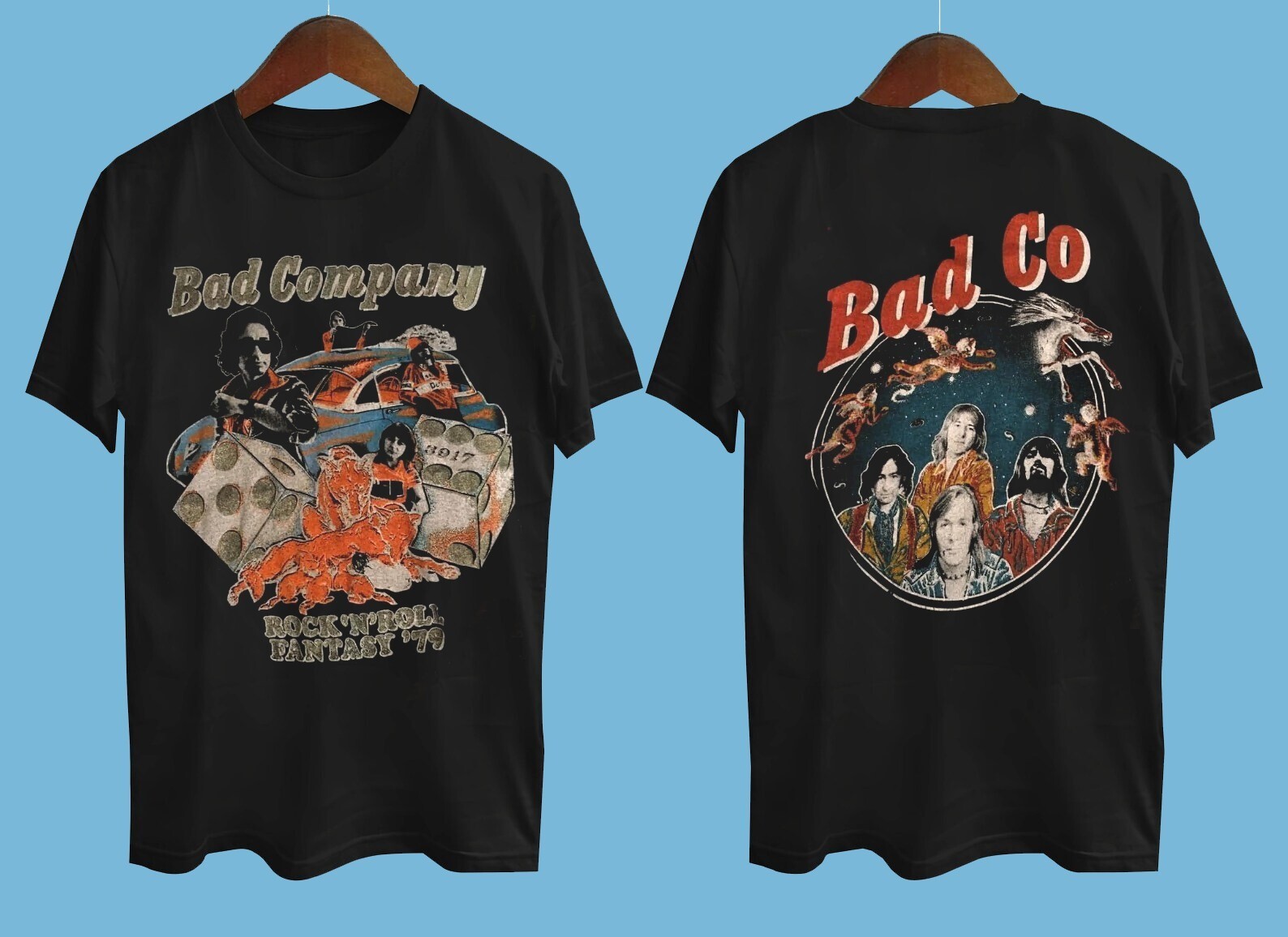 Bad Company Band Short Sleeve Shirt 2 Side Black All Size Unisex Shirt Reprint