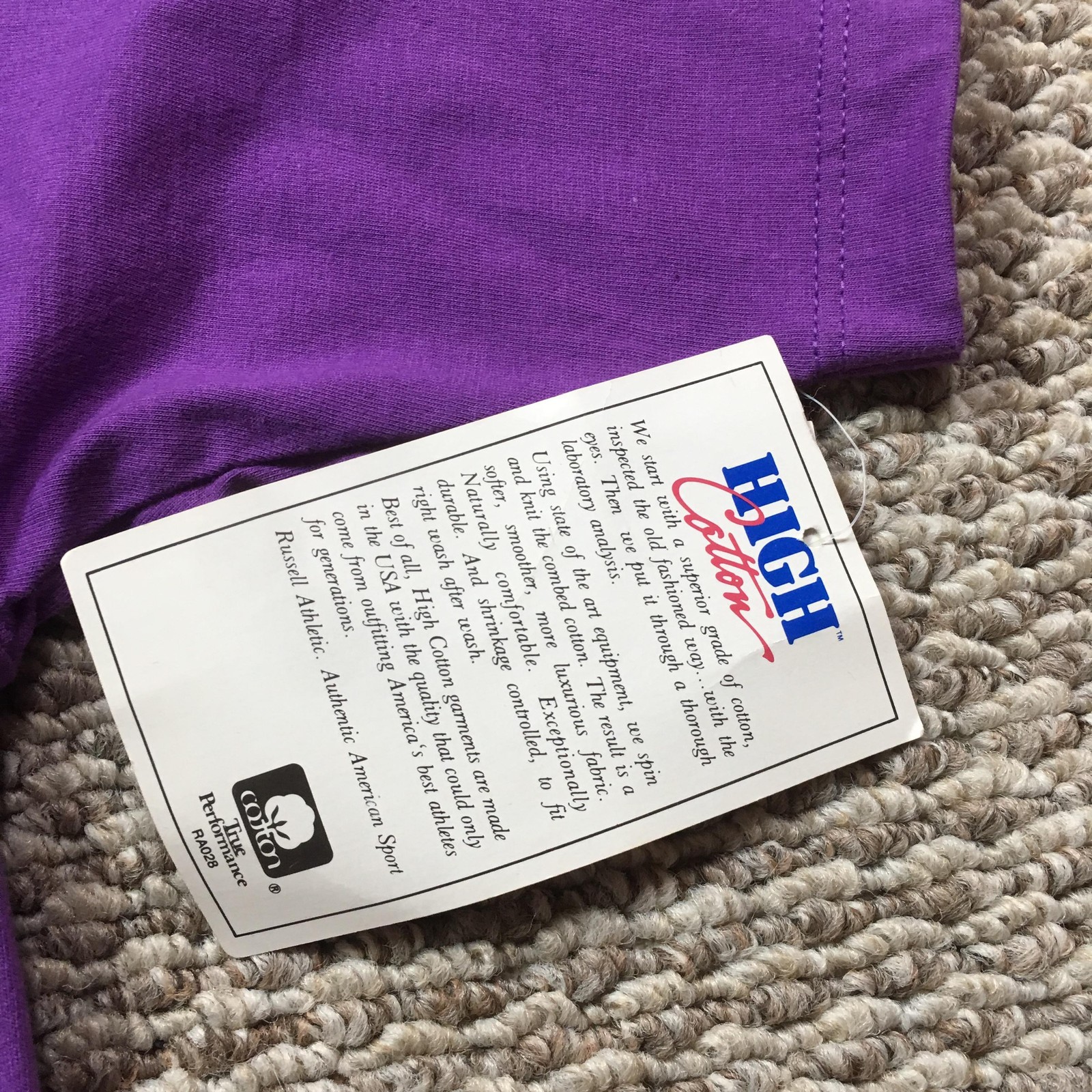 Vintage Russell Athletic Shirt Mens Large Purple Pocket High Cotton Tee USA NOS gallery