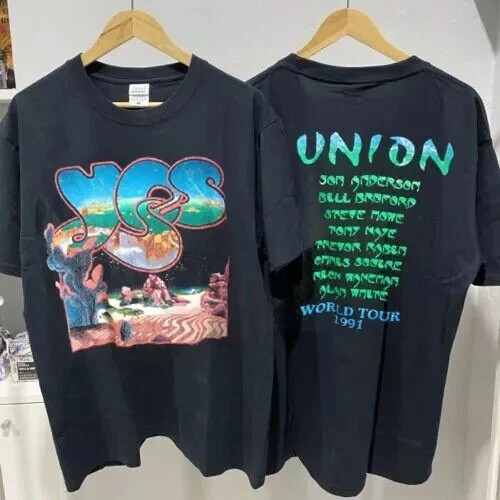 1991 YES Band Union World Tour 2 Side Cotton Black Unisex T-shirt Reprint S-5XL gallery