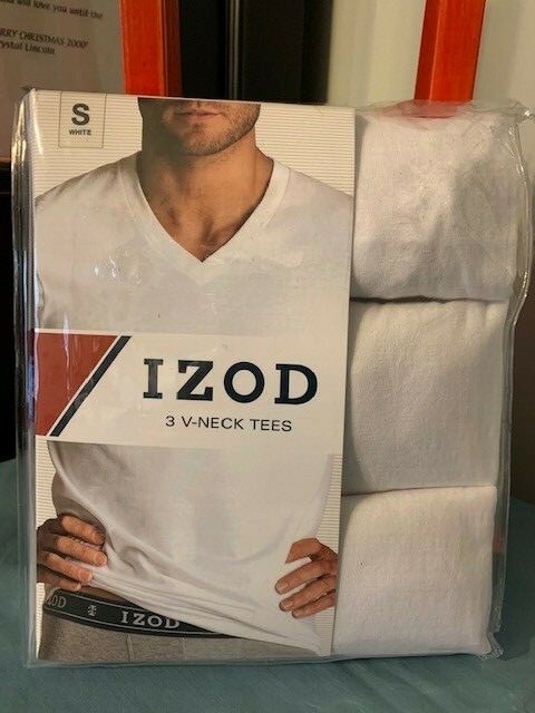 IZOD Men’s 100% Cotton 3 Pack V-NECK TEES (Small) OR CREW NECK TEES (XL) ~ NIP