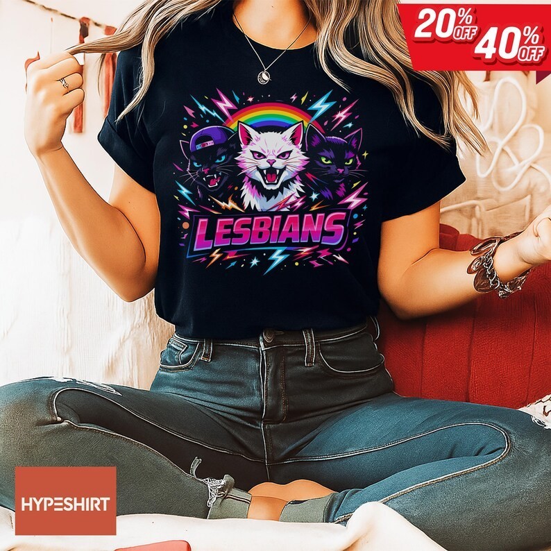 Lesbian Rainbow Cat Shirt, equal rights shirt, feminist shirt, lgbt shirt