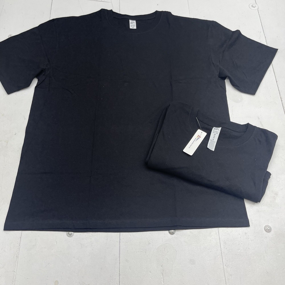 IBS Style 2 Pack Basic Black Short Sleeve T Shirts Mens Size 4XL New