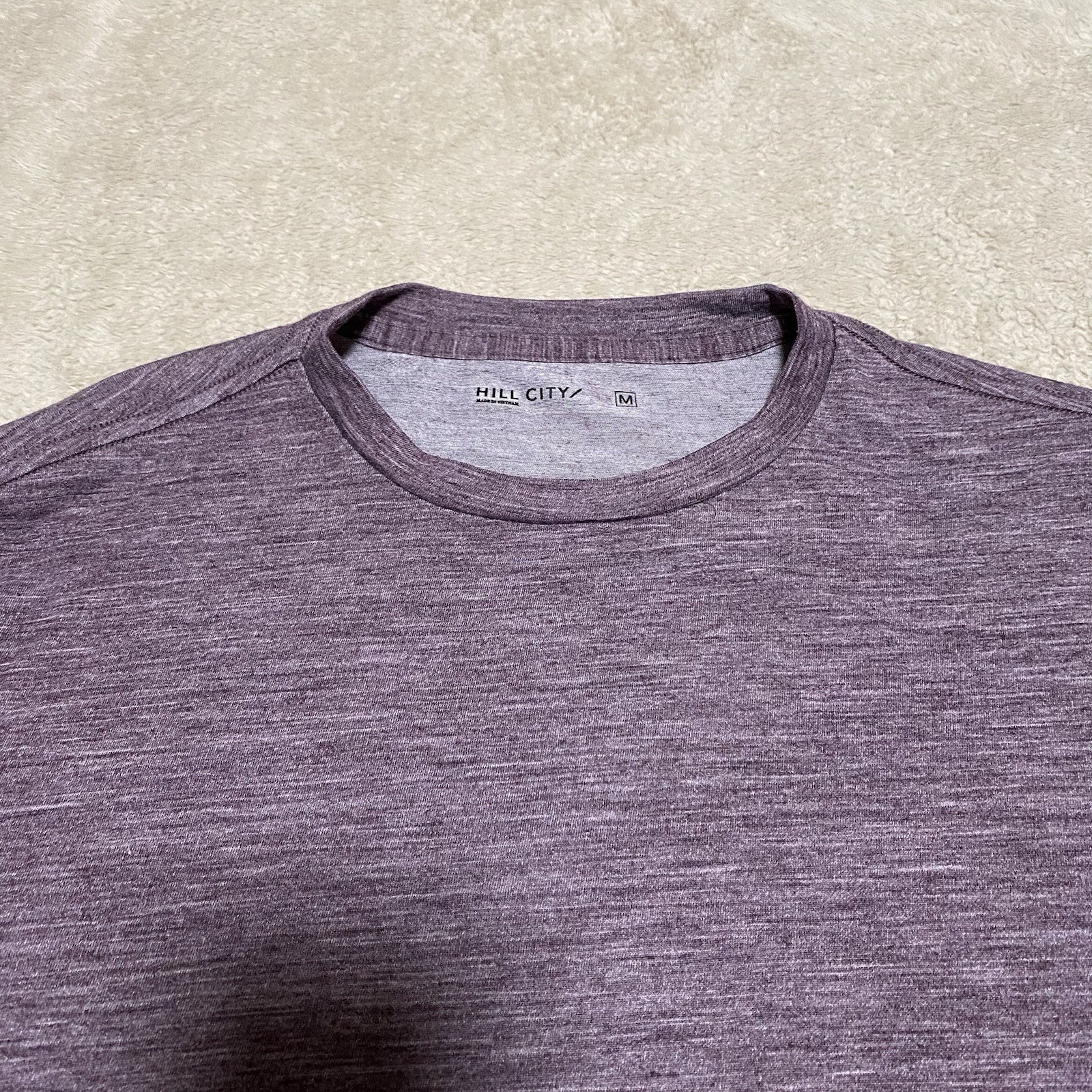Hill City Merino Wool Blend T-Shirt Mens M Purple Crew Neck Short Sleeve Stretch gallery