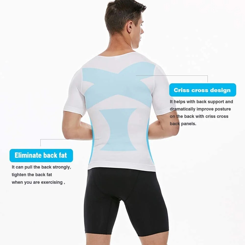 2 Pack Men Compression Slimming Body Shaper Tummy Control Vest Workout Tank Tops gallery