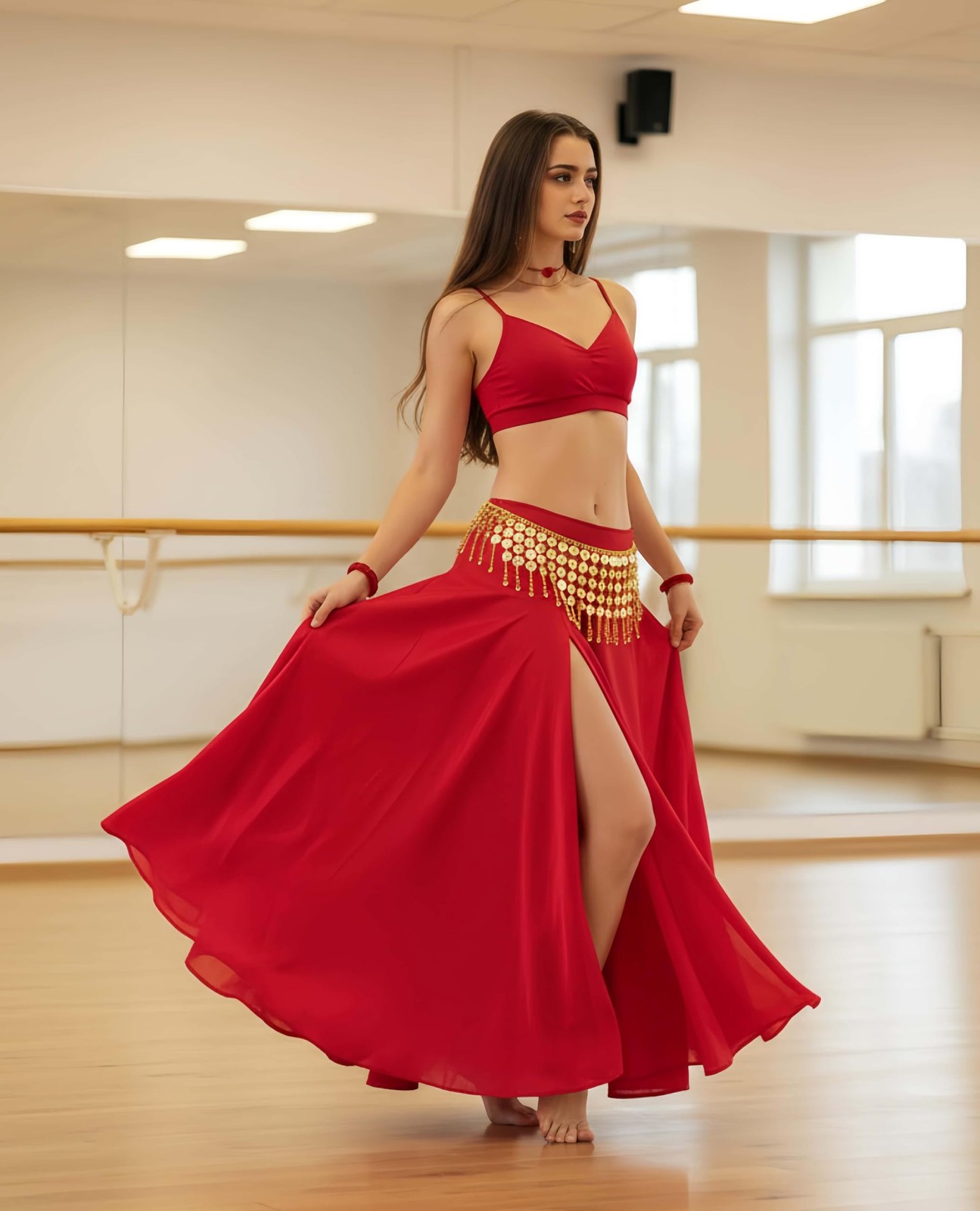 Coins Belly Dance Hip Scarf Belt - Adjustable Waist Chain Skirts Wrap, Gold C... gallery