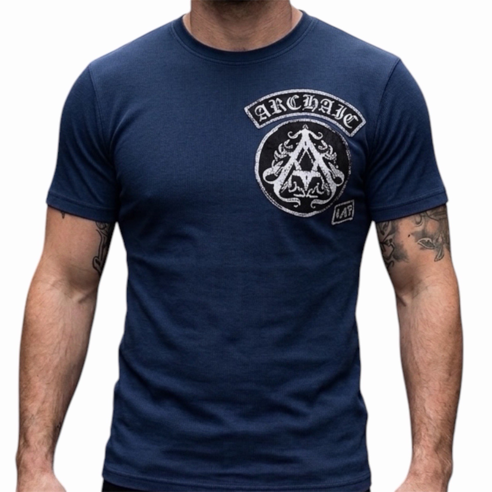 ARCHAIC by AFFLICTION Navy Blue KING Short Sleeve Slim Fit Y2K T-shirt NWT gallery