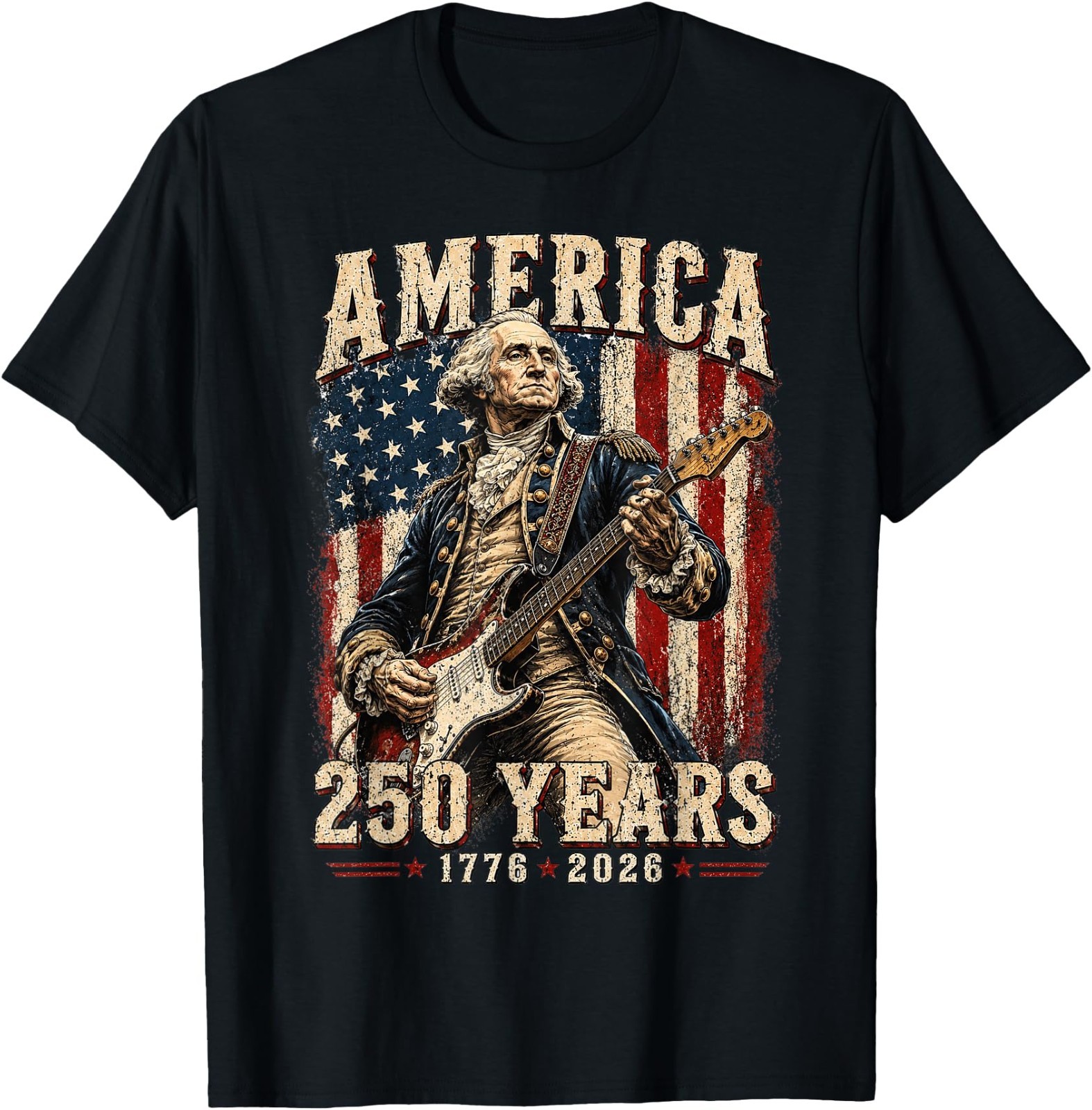 Vintage George Washington Playing Guitar 250 Years America UNISEX T-Shirt gallery
