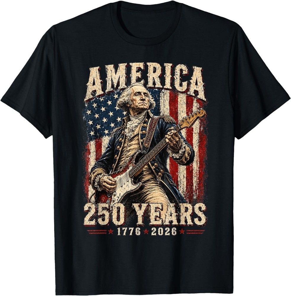 Vintage George Washington Playing Guitar 250 Years America UNISEX T-Shirt