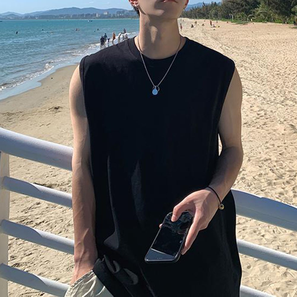 Fashion Vacation Daily Men's Vest Summer Tank Solid Tops Casual Slight Stretch gallery