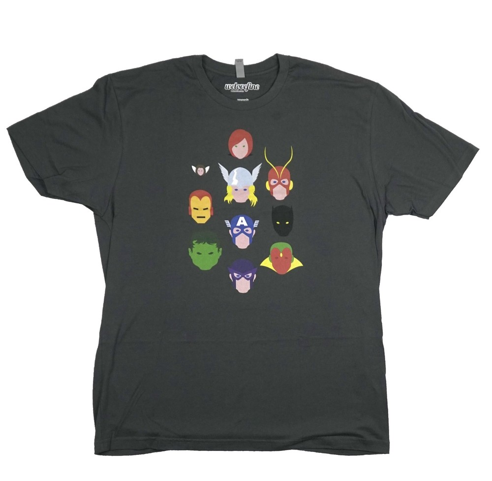 Avengers Mens T-Shrt – Simple Stylized 10 Head Collection