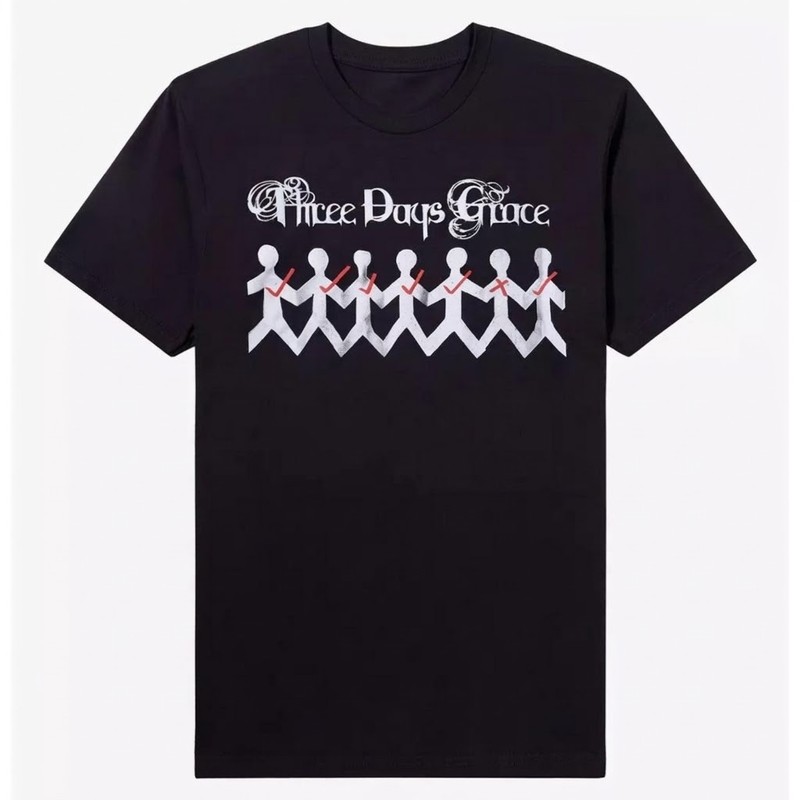 Three Days Grace T-Shirt One-X Album Cover Rock Band Black Graphic Tee Men’s