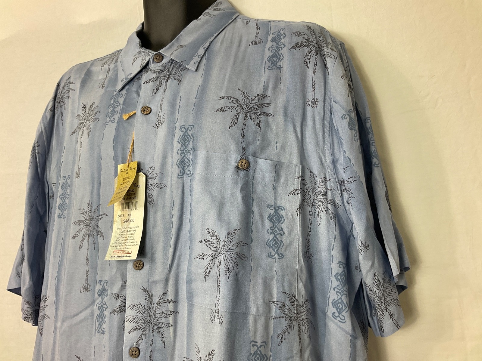 Batik Bay Light Blue Hawaiian Print Button Down Shirt Men's Size XL NWT gallery