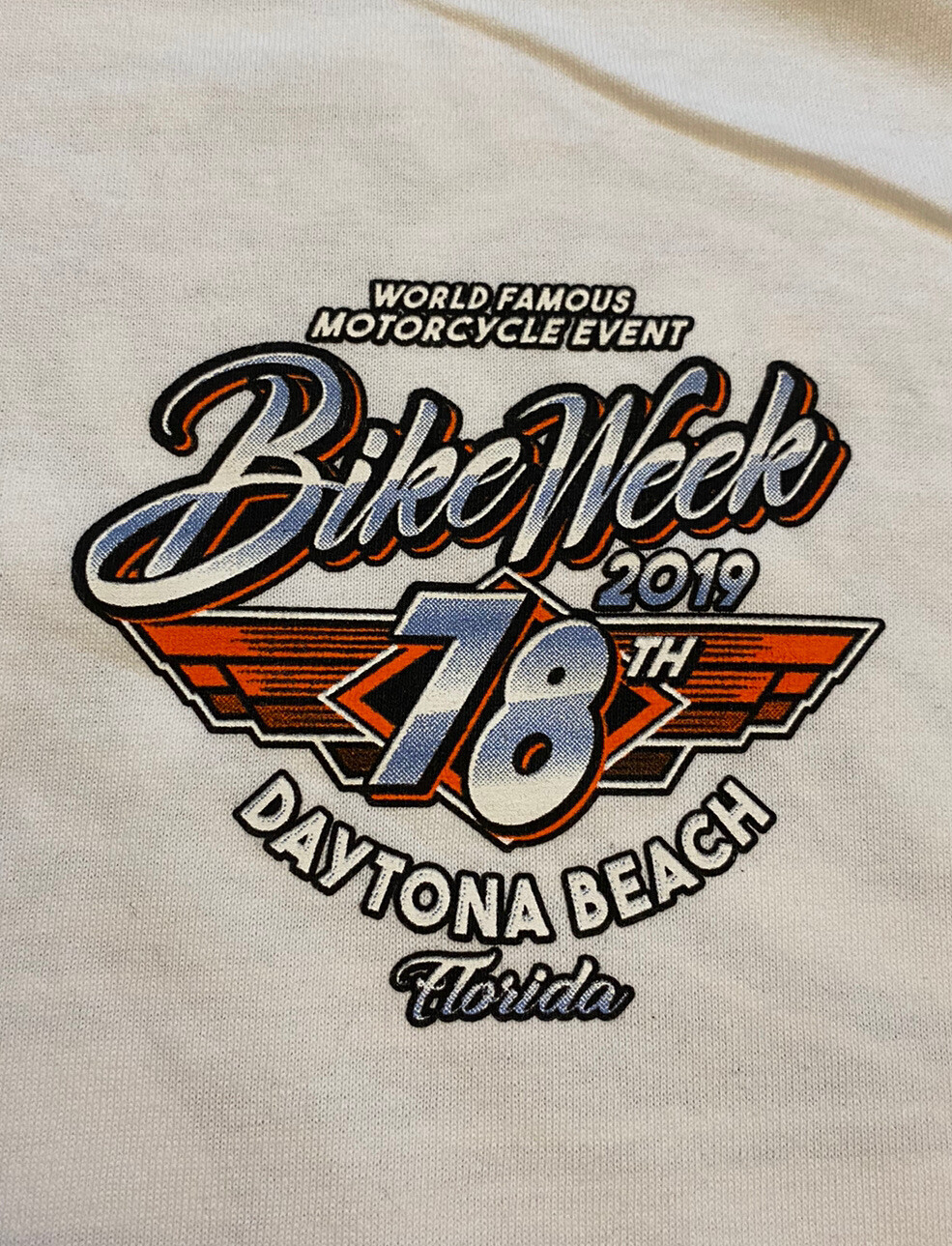 Men’s Daytona Beach, FL 78th 2019 Bike Week White Graphic T-Shirt- Size L gallery