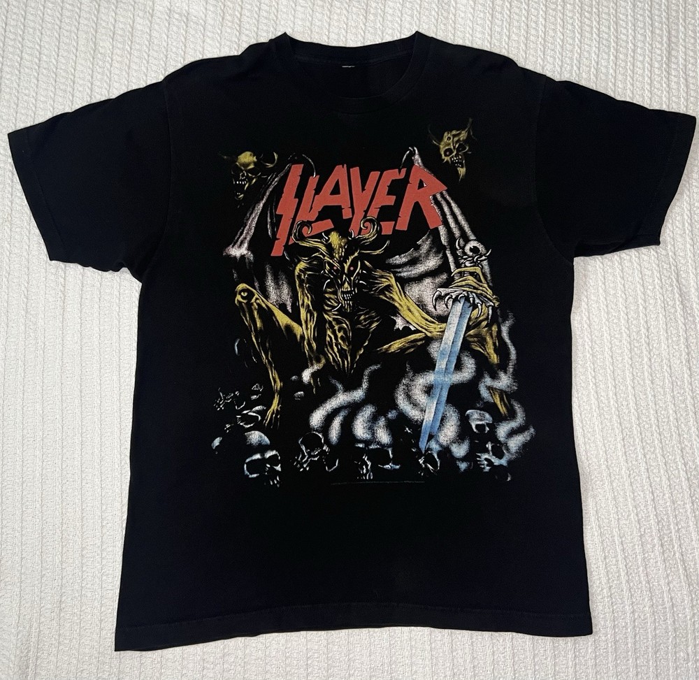 Slayer Demon Sword Black Shirt LG 21” X 28”🔥 Graphics Heavy Metal Rock Band