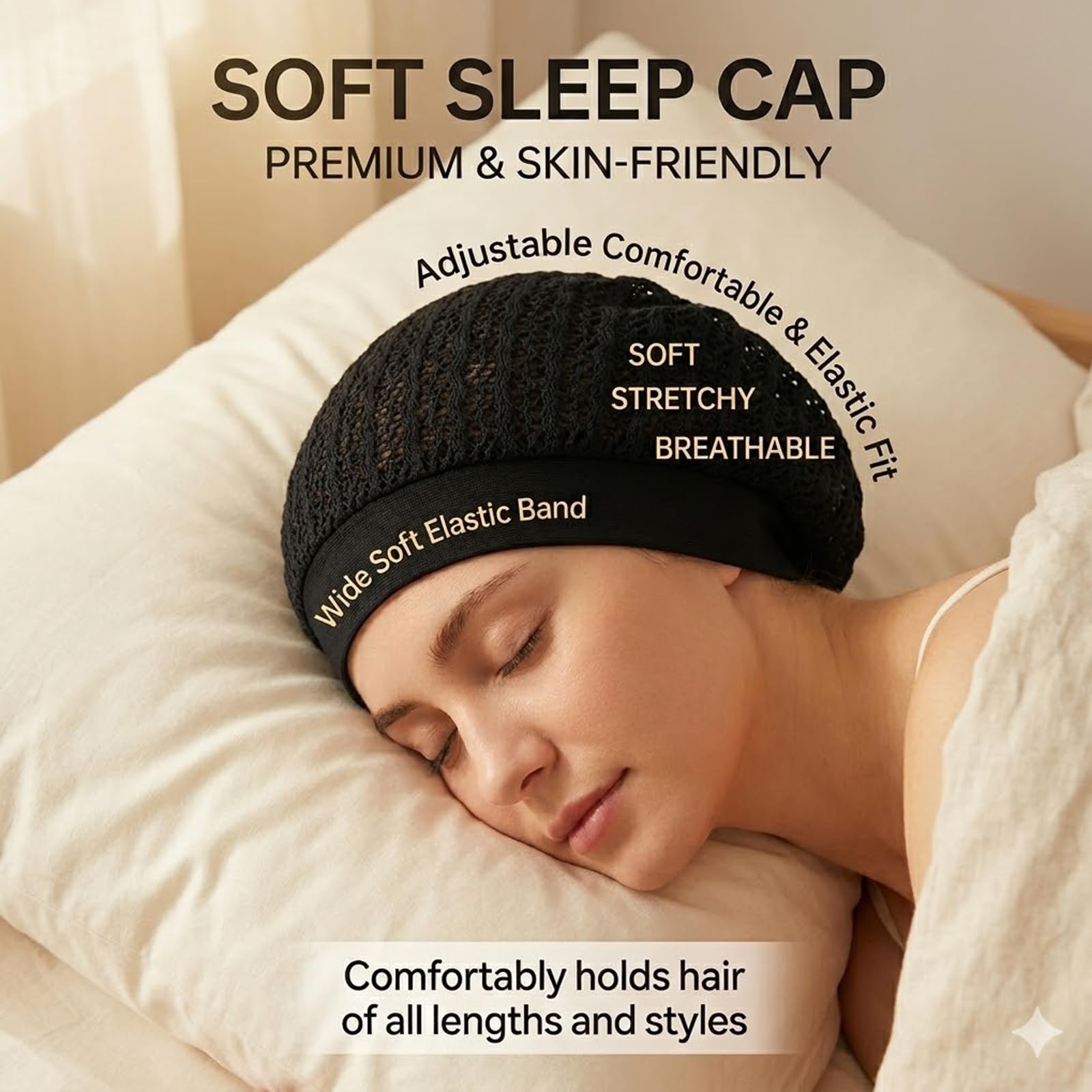 3 Packs Mesh Hair Net, Stretchy Elastic Hair Bonnet for Sleeping, No Marks & ... gallery