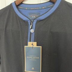 NWT Marc Asher Men’s Shirt Small Black Blue Short Sleeve Zipper