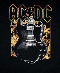 AC/DC cd lgo Angus Young FIRE GUITAR Official SHIRT XL New stiff lip salute