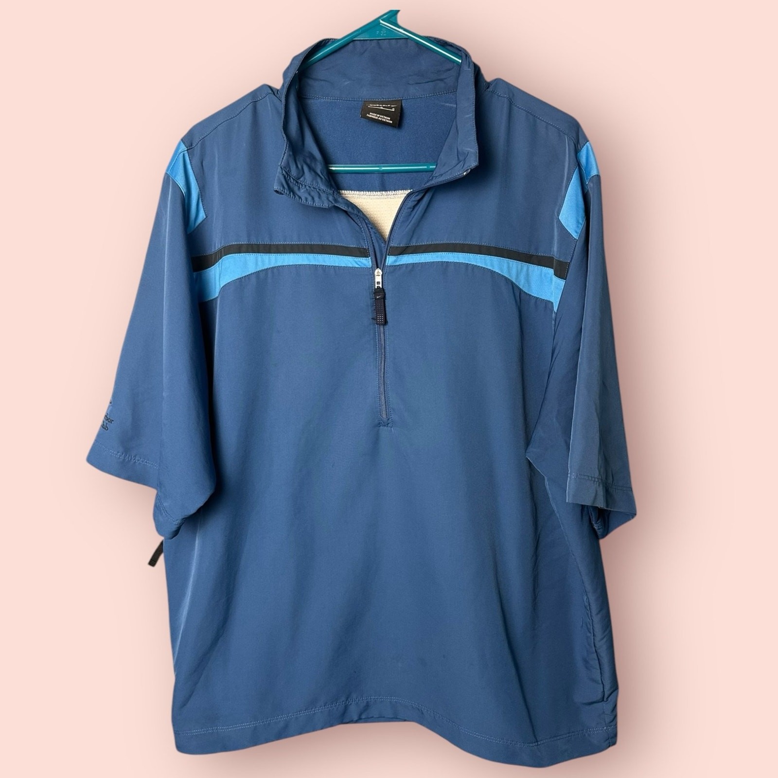 Nike Golf Short Sleeve Jacket Zip Quarter Zip Pull Over Blue Size Large gallery