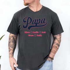 Personalized Baseball Papa Shirt Custom Kids Names Fathers Gift Sport Dad Tee