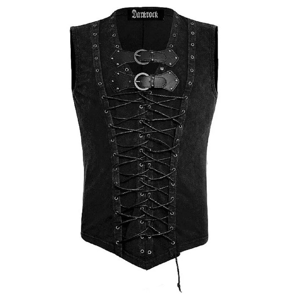 Men T-Shirt Steampunk Gothic visual kei Vest Tank Top Sleeveless Black Shirt gallery