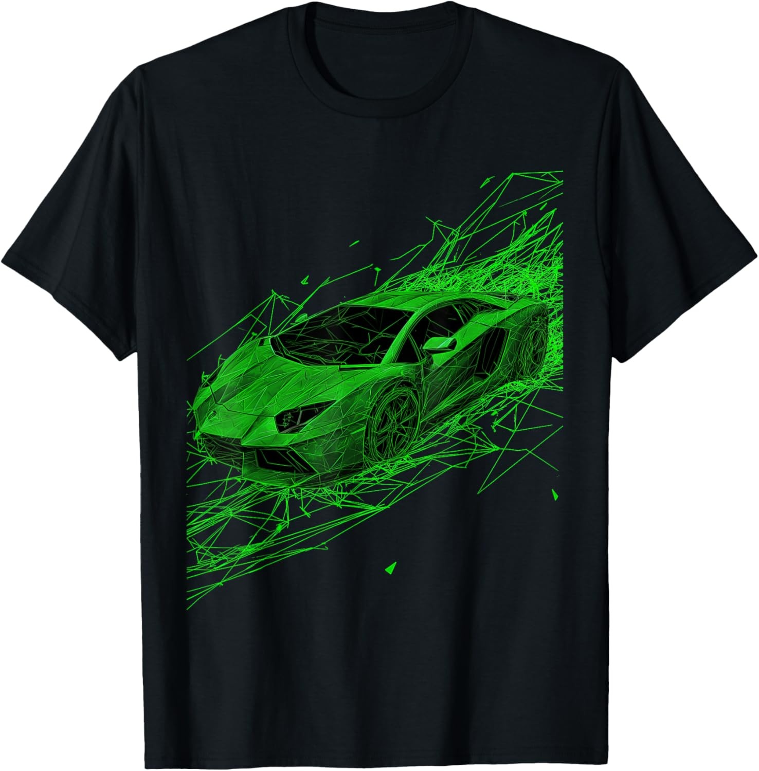Lime Green Italian Sports Car Lightning Graphic T-Shirt gallery