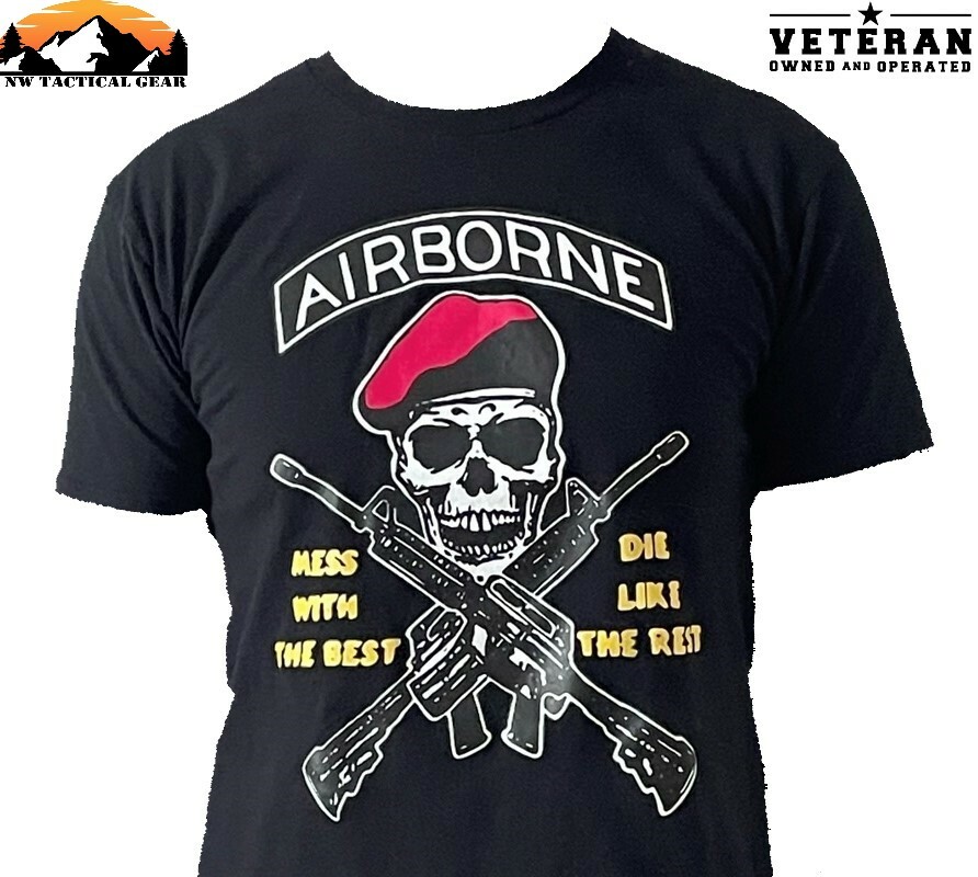Airborne Mess with the Best Die Like The Rest Men's US Army 82nd Crew Shirt gallery