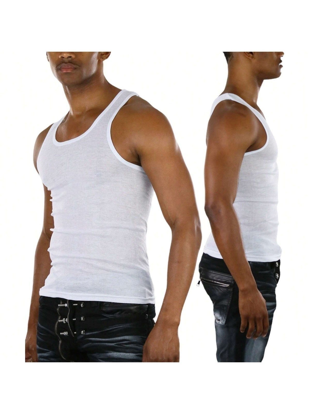 ToBeInStyle Men's Slim Fit Shallow Scoop Neck Sleeveless A-Shirts gallery