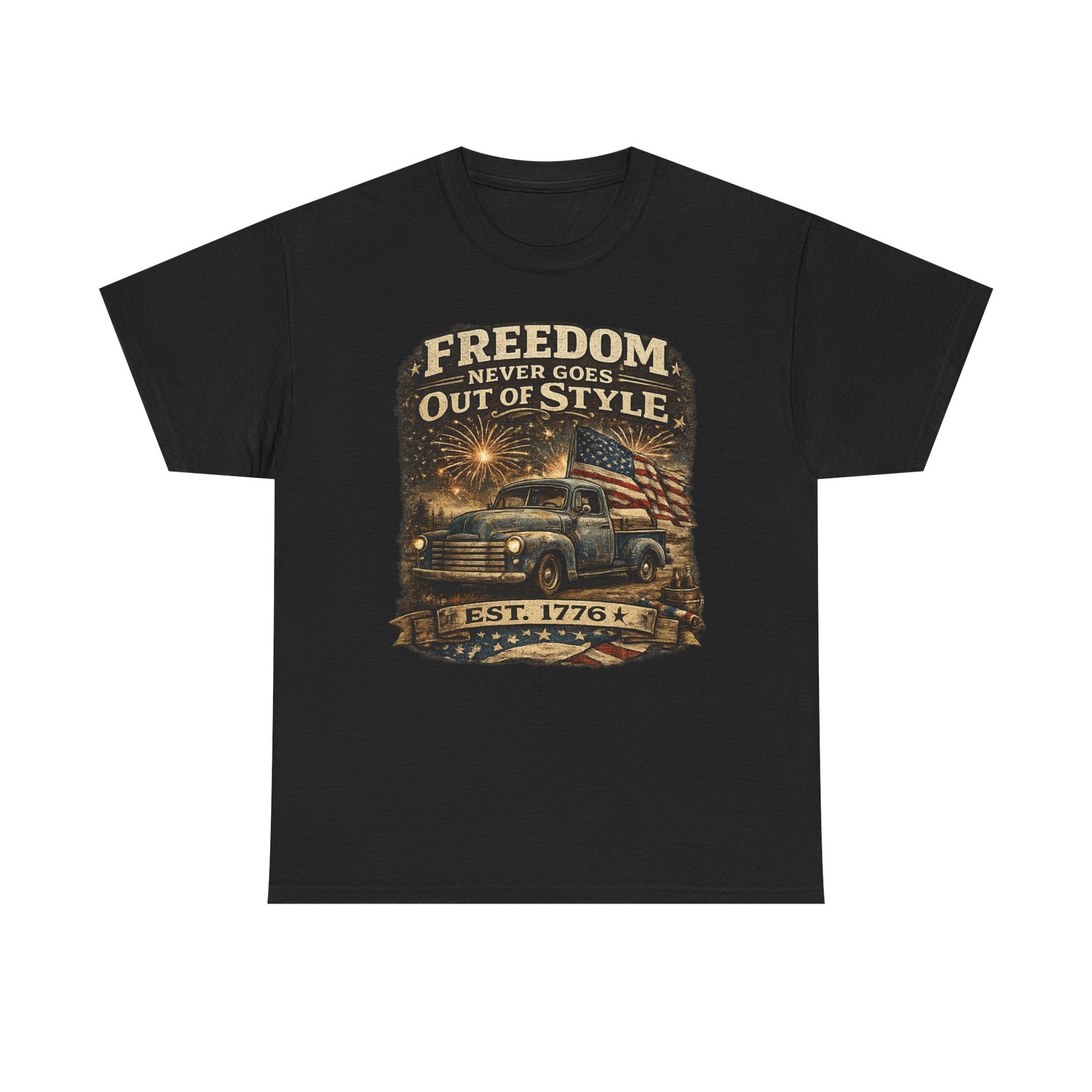 Freedom Never Goes Out Of Style Patriotic Truck USA Flag 4th Of July T Shirt gallery
