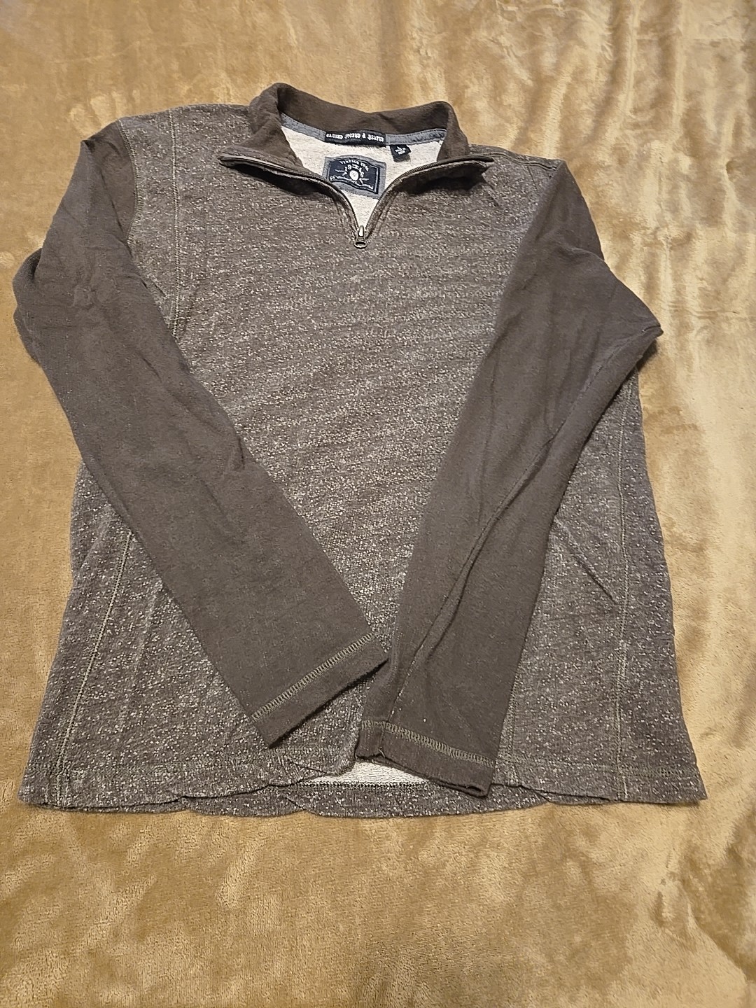 Washed Stoned & Beaten Quarter Zip Men’s Large Brown Vintage 1946 Pre-owned gallery