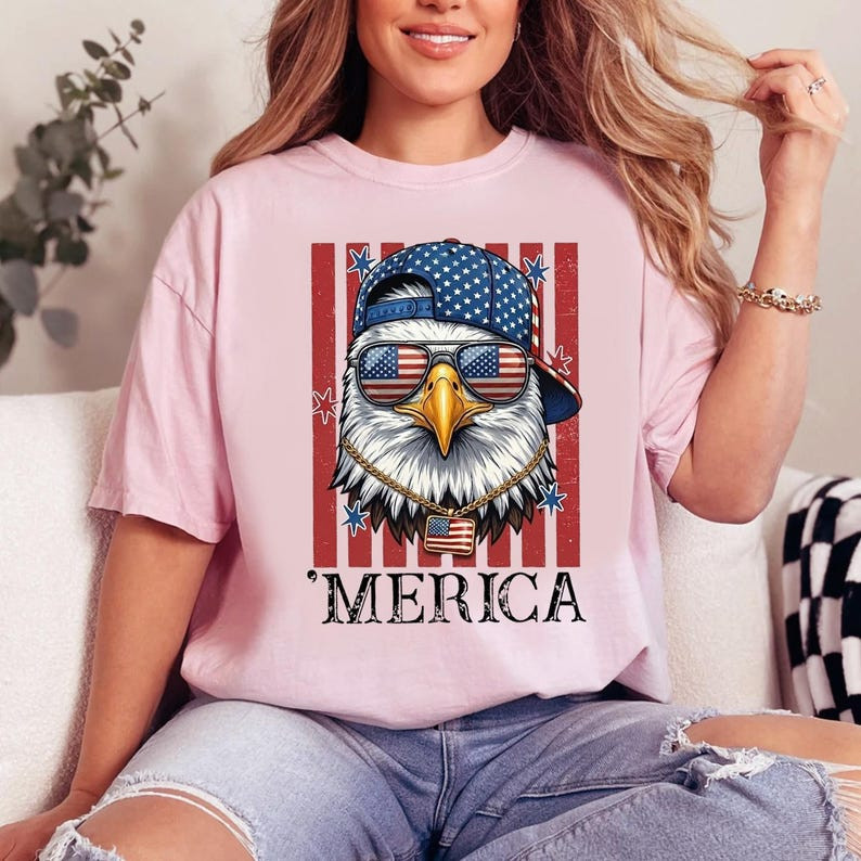 Funny Merica Eagle Shirt Patriotic USA Flag Independence Day Graphic Tee gallery