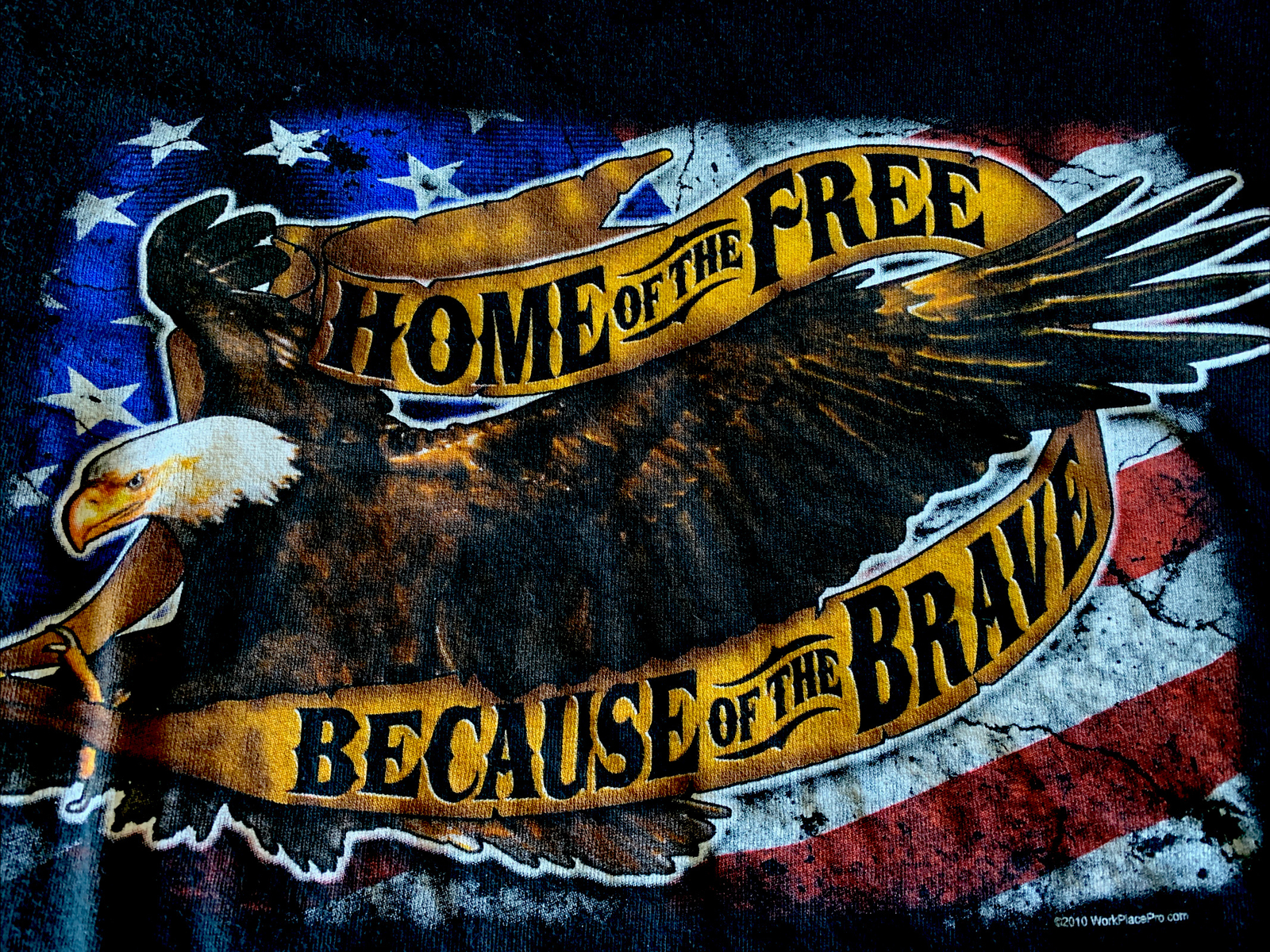 LAND OF THE FREE HOME OF THE BRAVE 4th July Black TShirt Men’s XL Patriot Flag