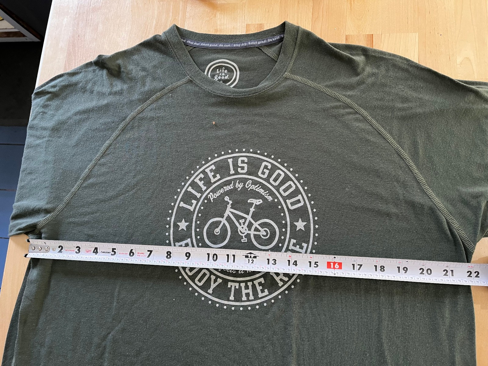 Life is Good Enjoy The Ride Bicycle Graphics Semi-Fitted GREEN T-Shirt Men's L gallery