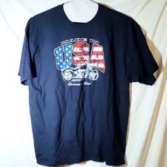 Sonoma Biker Motorcycle USA Chrome & Silver T-shirt Mens XXL Blue Red White