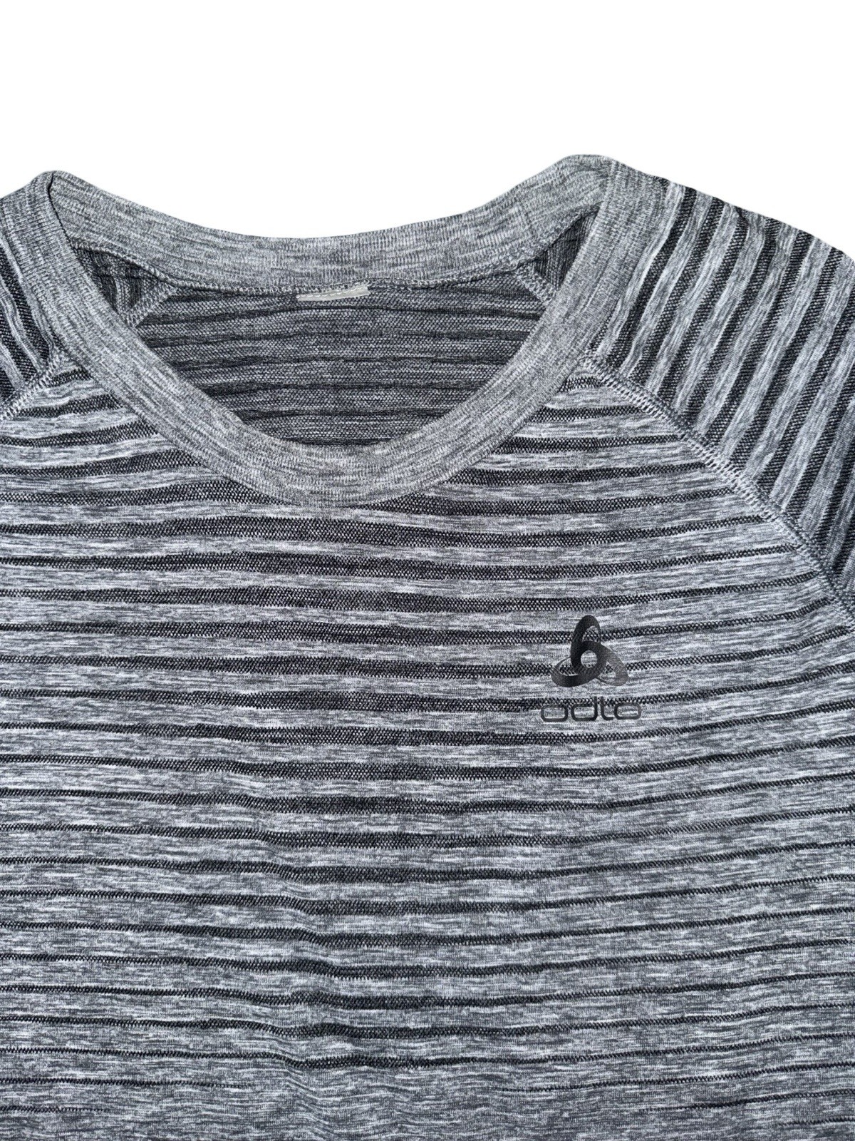 ODLO Base Layer Top Performance Light Fitted Long Sleeve Striped Gray Men’s sz L