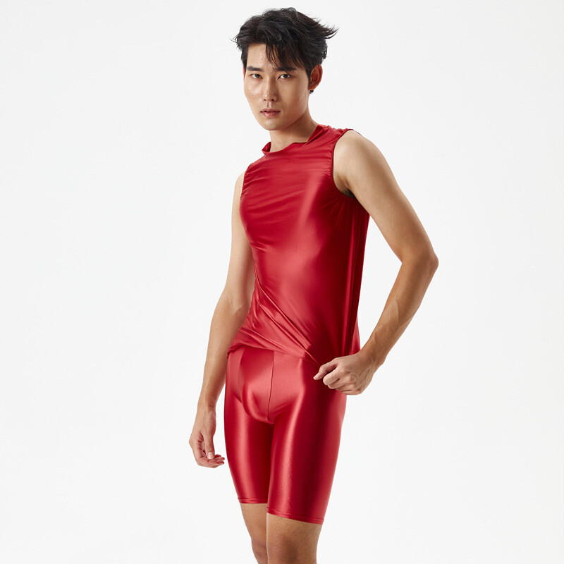 Mens Sexy Glossy Oily Sport Muscle T-shirt Slim Elastic Tank Top Vest Undershirt gallery