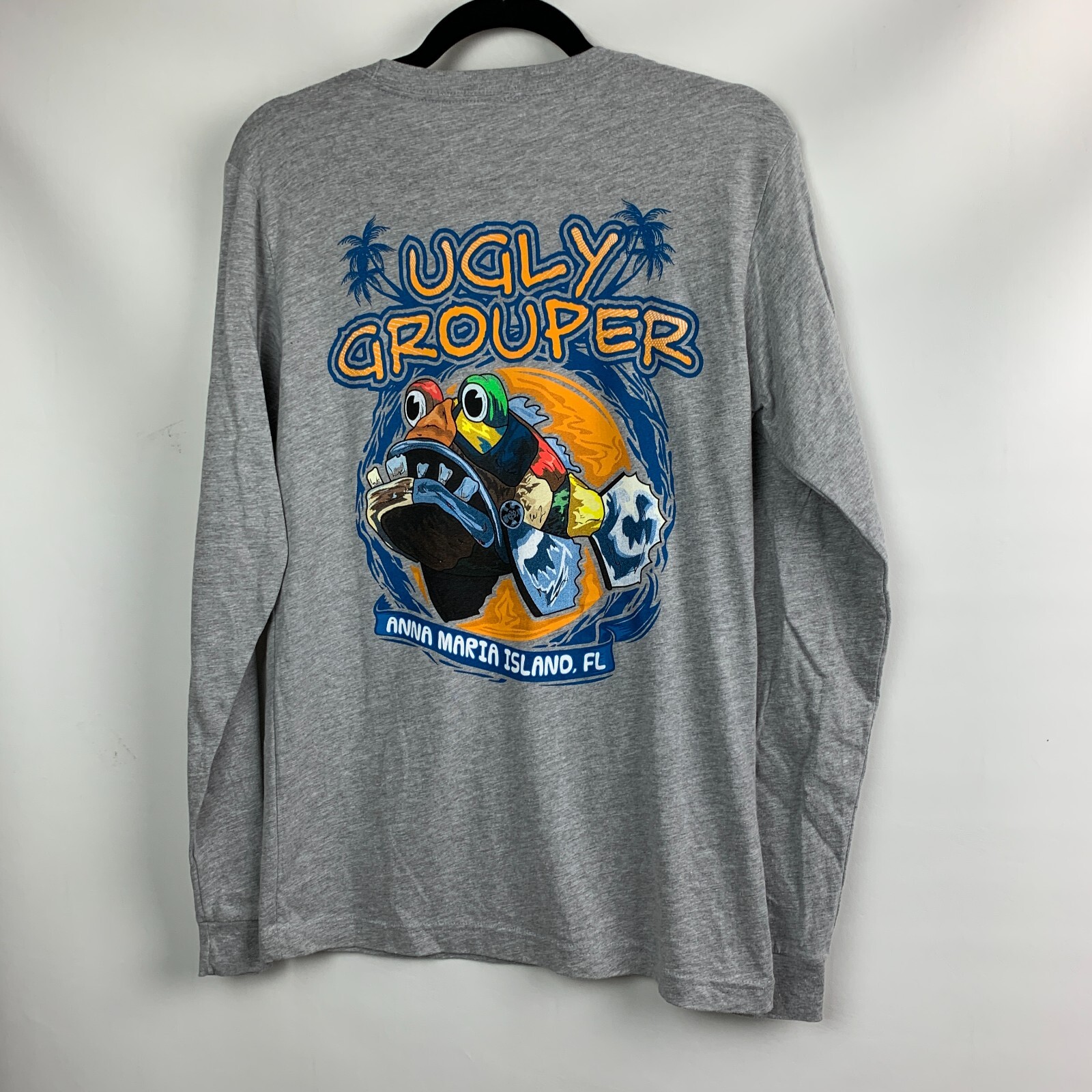 T-Shirt Gray "Ugly Grouper Anna Maria Island FL" Crewneck Long Sleeve Size S gallery