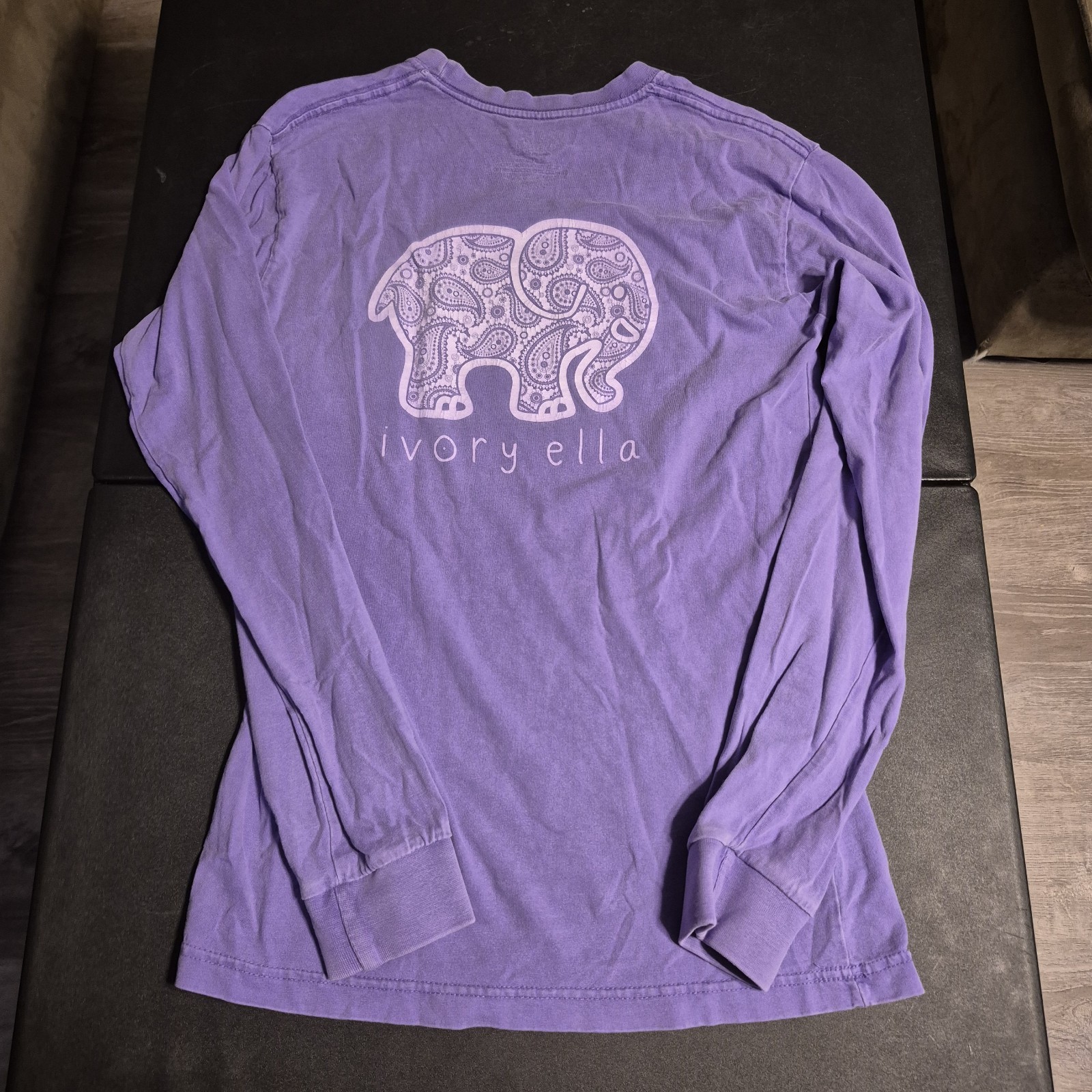 Ivory Ella Purple Long Sleeve Pocket T-Shirt Elephant Logo Crew Neck S gallery
