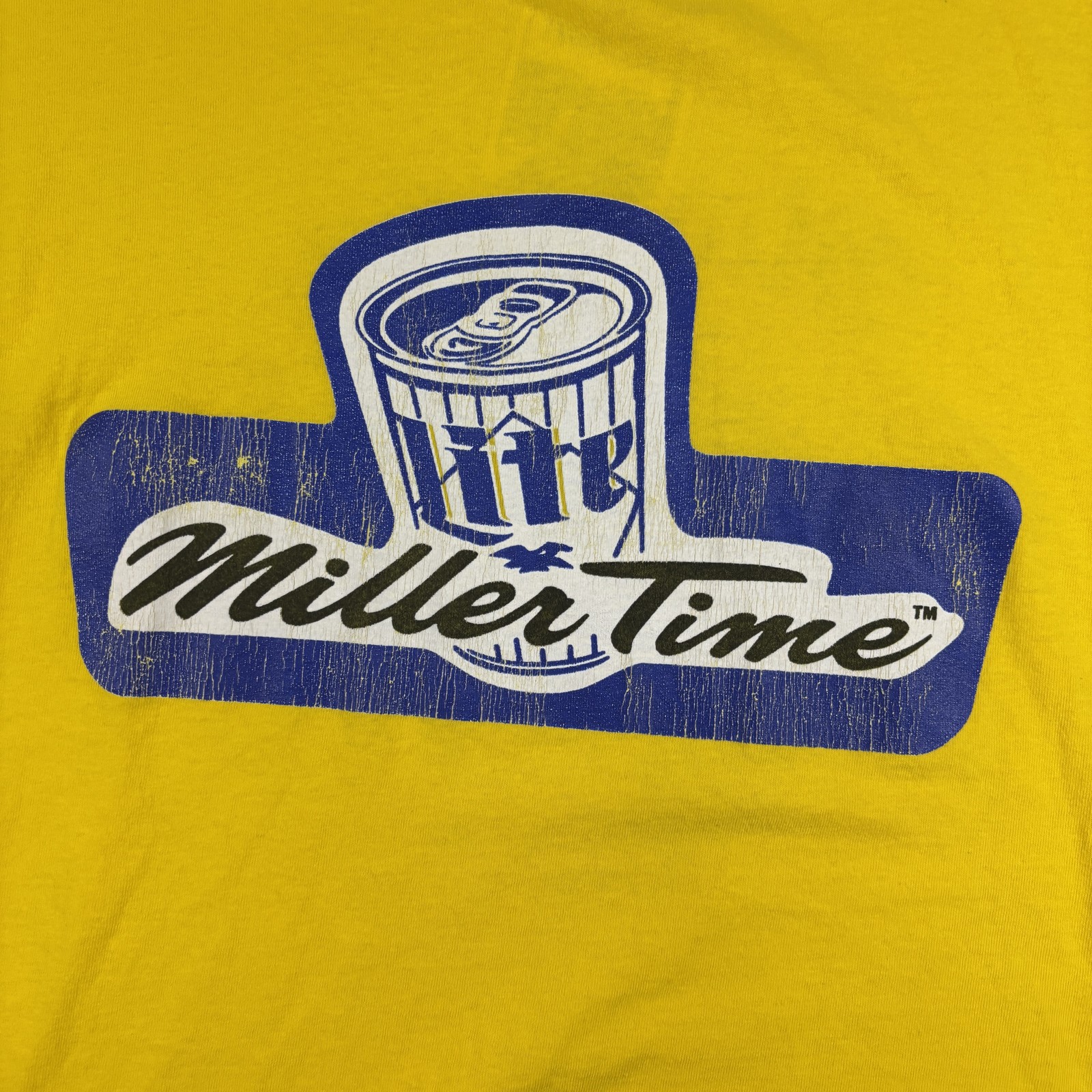 Delta Pro Weight T-Shirt Men's XXL Yellow Miller Time Beer Promo Spellout gallery