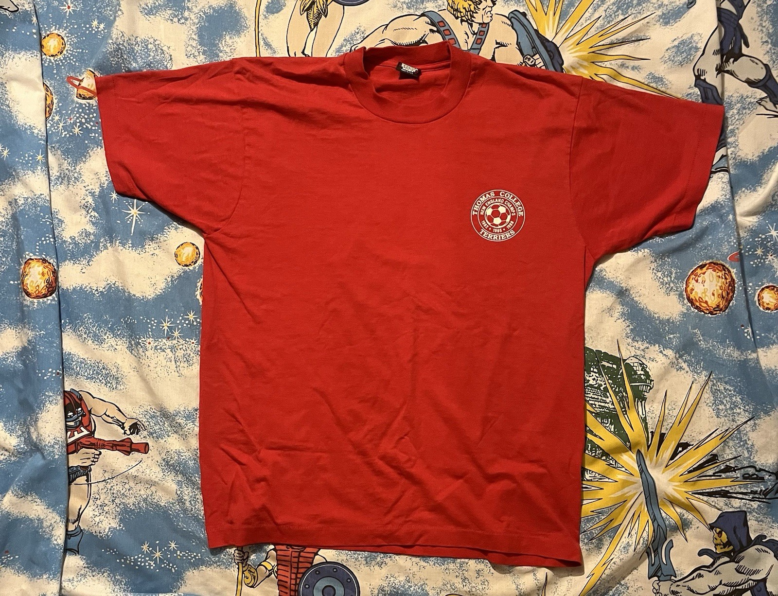 VTG Thomas College Terriers T-Shirt Soccer Champs 80s Retro Alumni Maine XL RED