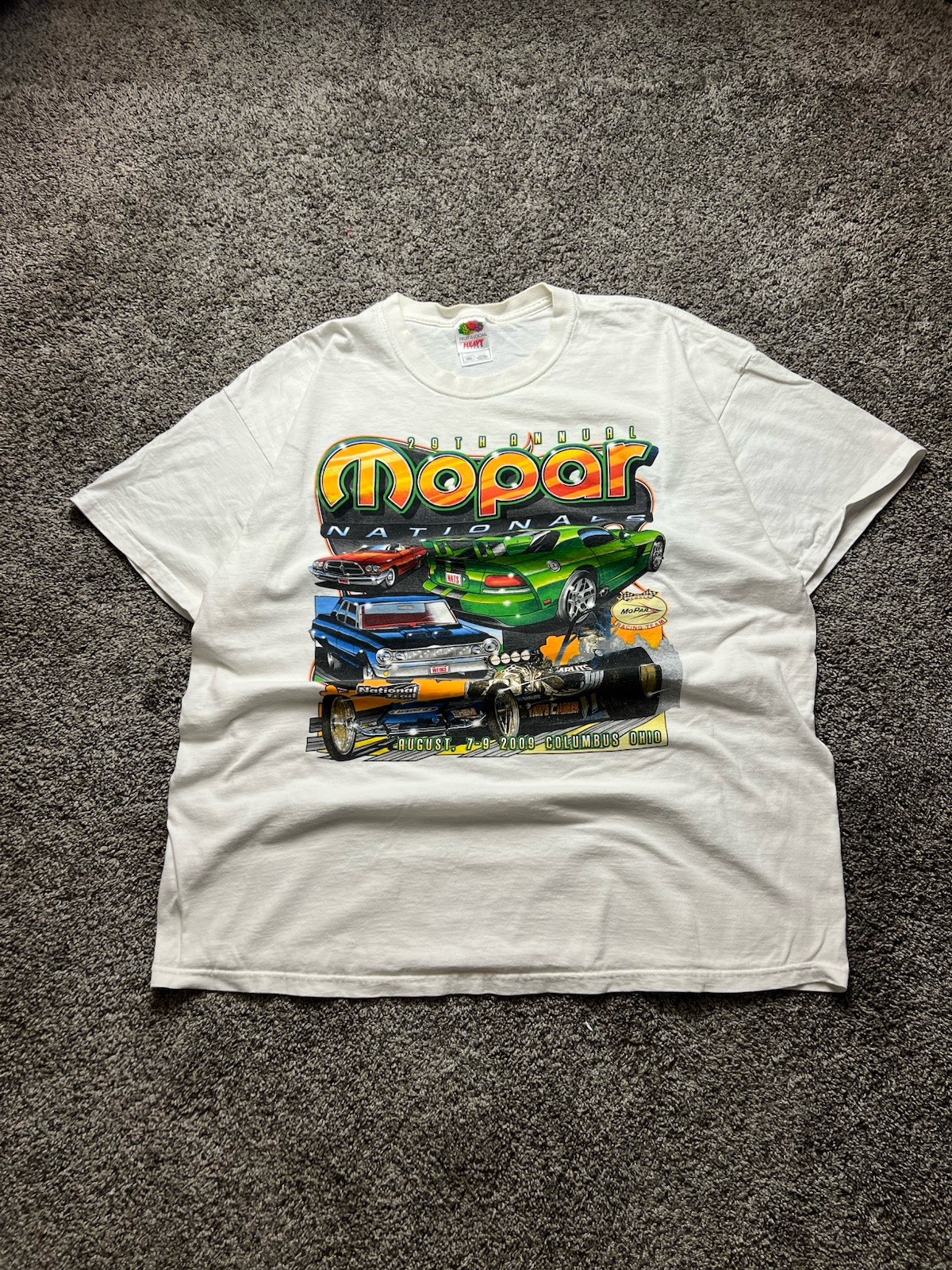Vintage 2009 Mopar T-shirt Mens 2xl White Graphic Car Racing Columbus oh