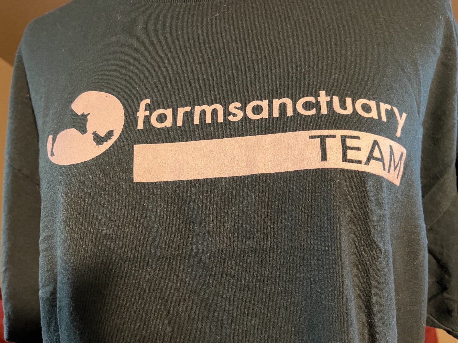 "Farm Sanctuary Team" Hanes Unisex Ecosmart T Shirt Large Green & White gallery
