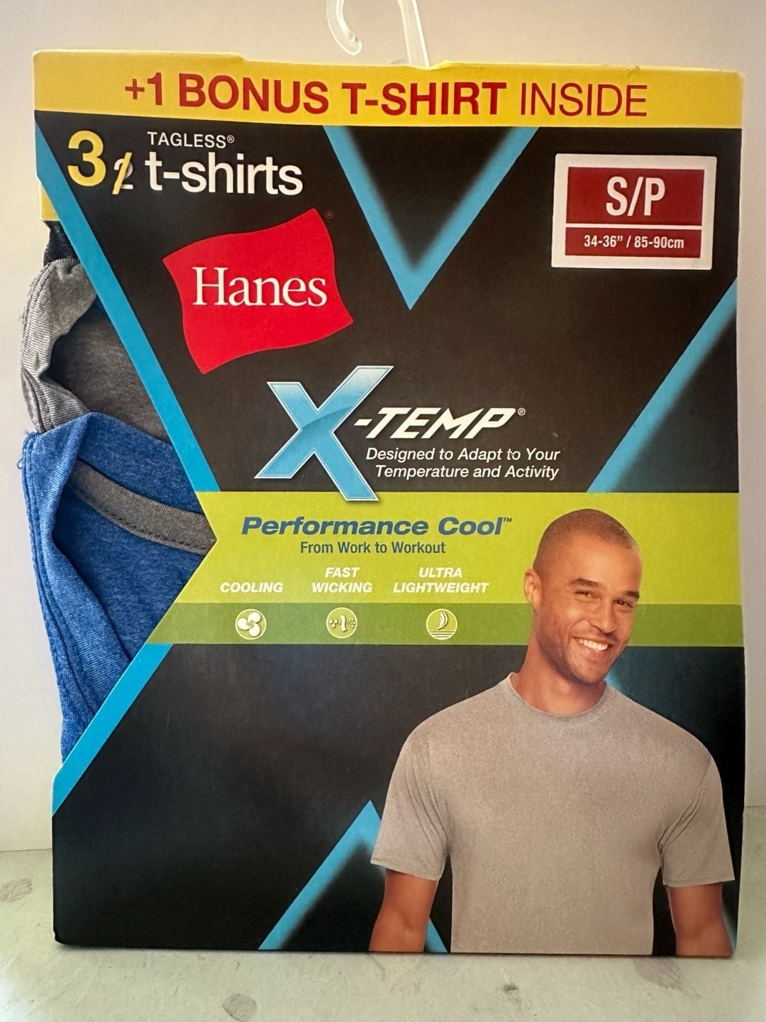 Hanes Men's X-Temp Performance Cool Tagless T-Shirts, Size: S, 3+1 Pack gallery