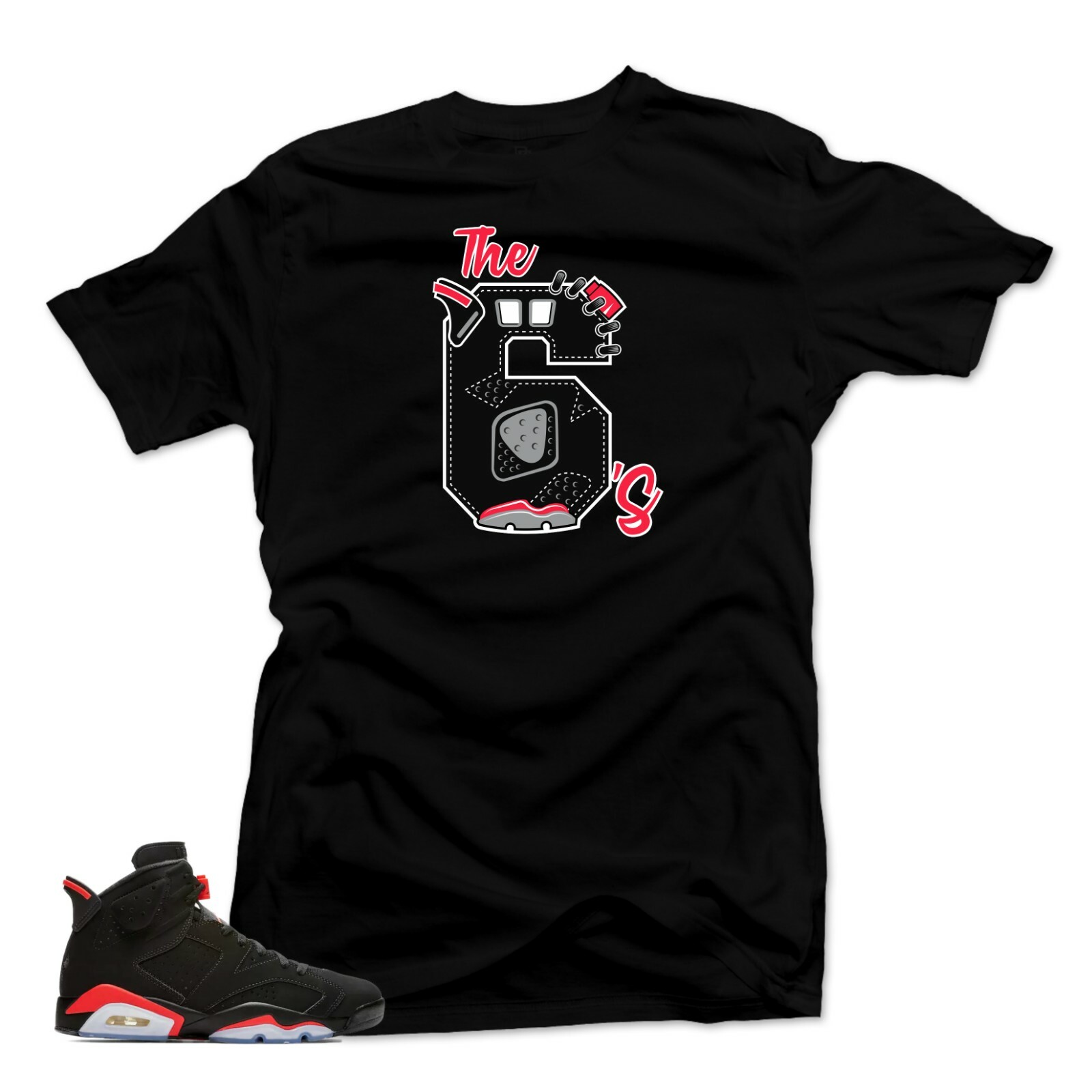 Shirt Match Jordan 6 Retro Black Infrared- The 6's Black Tee gallery