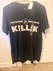Killik Men’s Black Graphic Logo T-Shirt Medium Polyester Cotton Rayon Blend